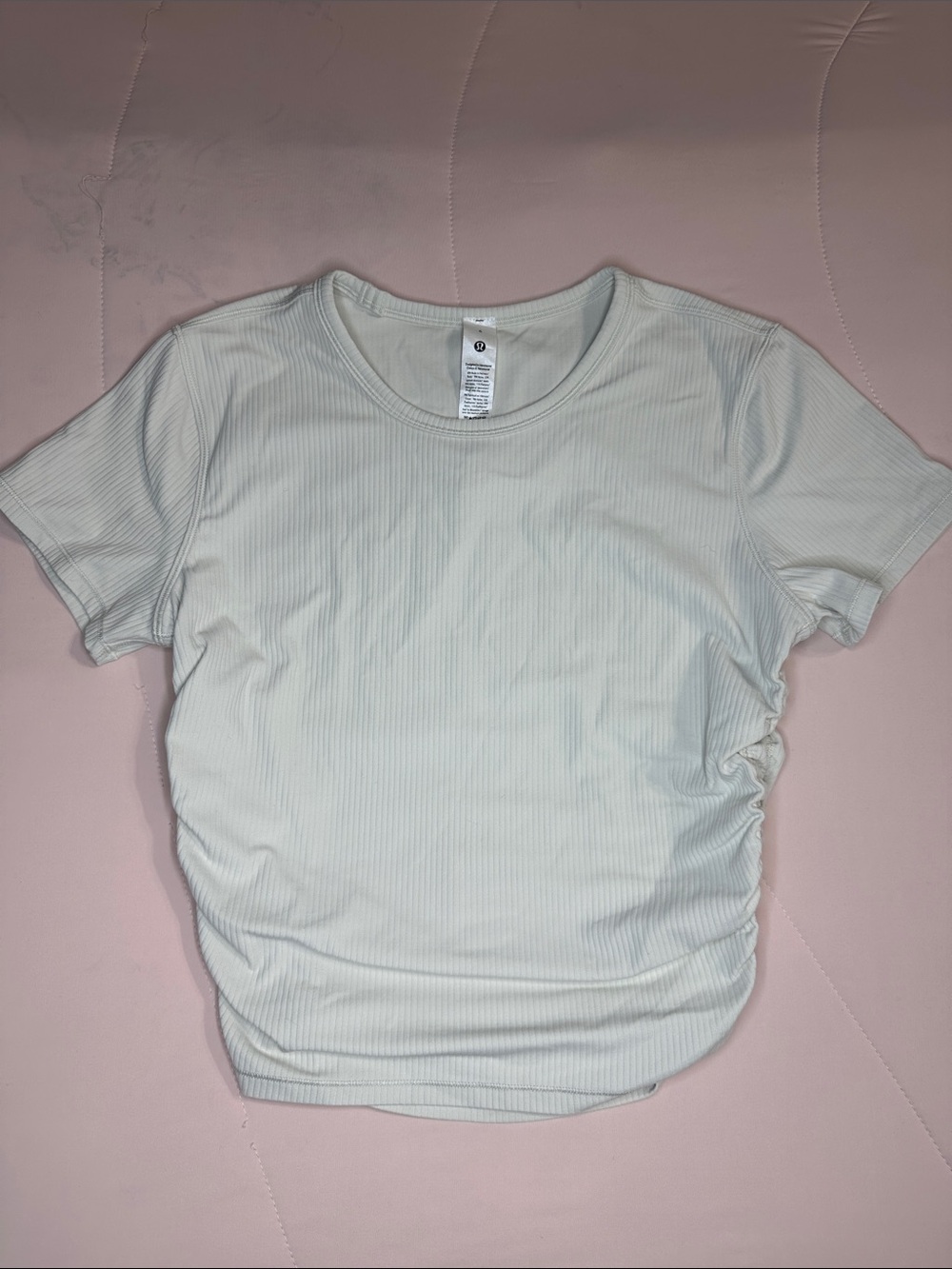 Lululemon Ribbed Short-Sleeve, cropped, Ruched Tee - 6